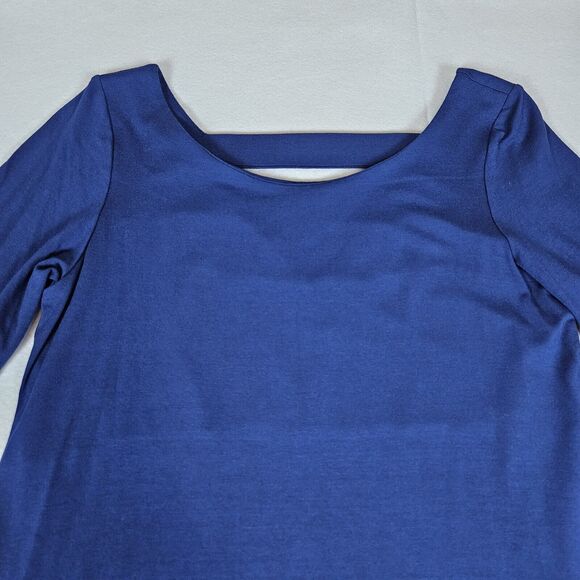 Eileen Fisher Blue Bonnet Ballet Neck Stretch Midi Dress Size Small Pencil Royal - Picture 8 of 14